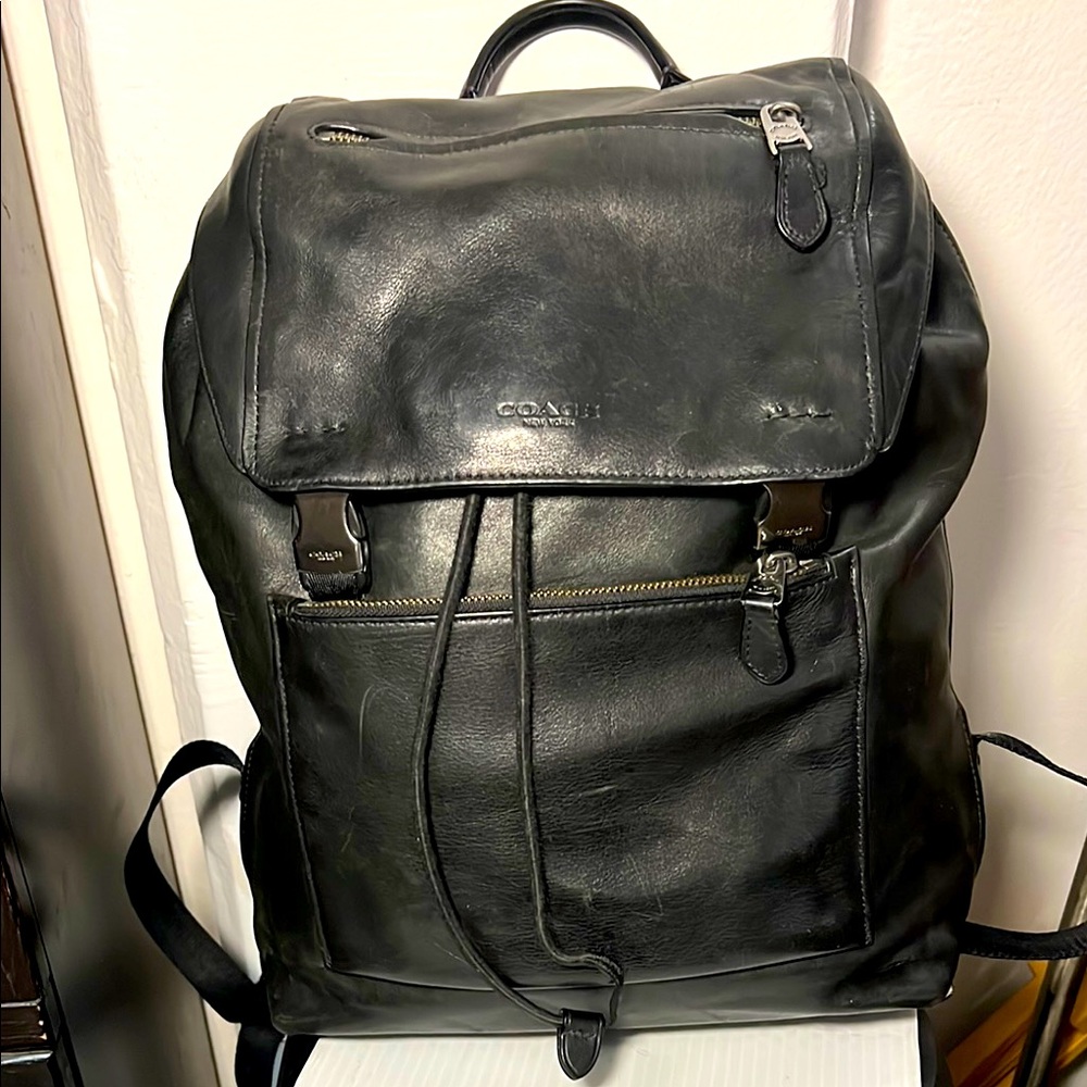 Coach Black Leather Manhattan Backpack